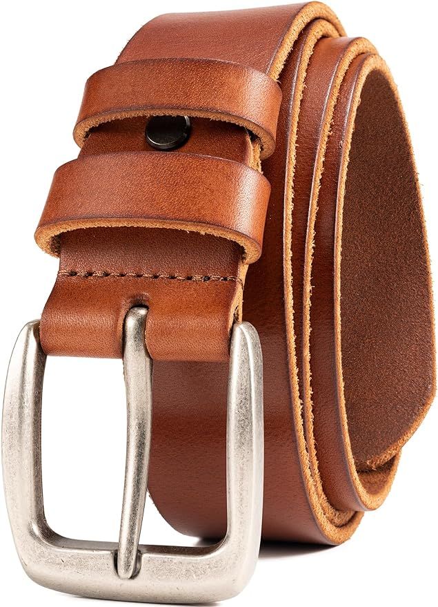 WOLFANT Leather Belt for Men,100% Italian Full Grain Real Solid Leather | Amazon (US)