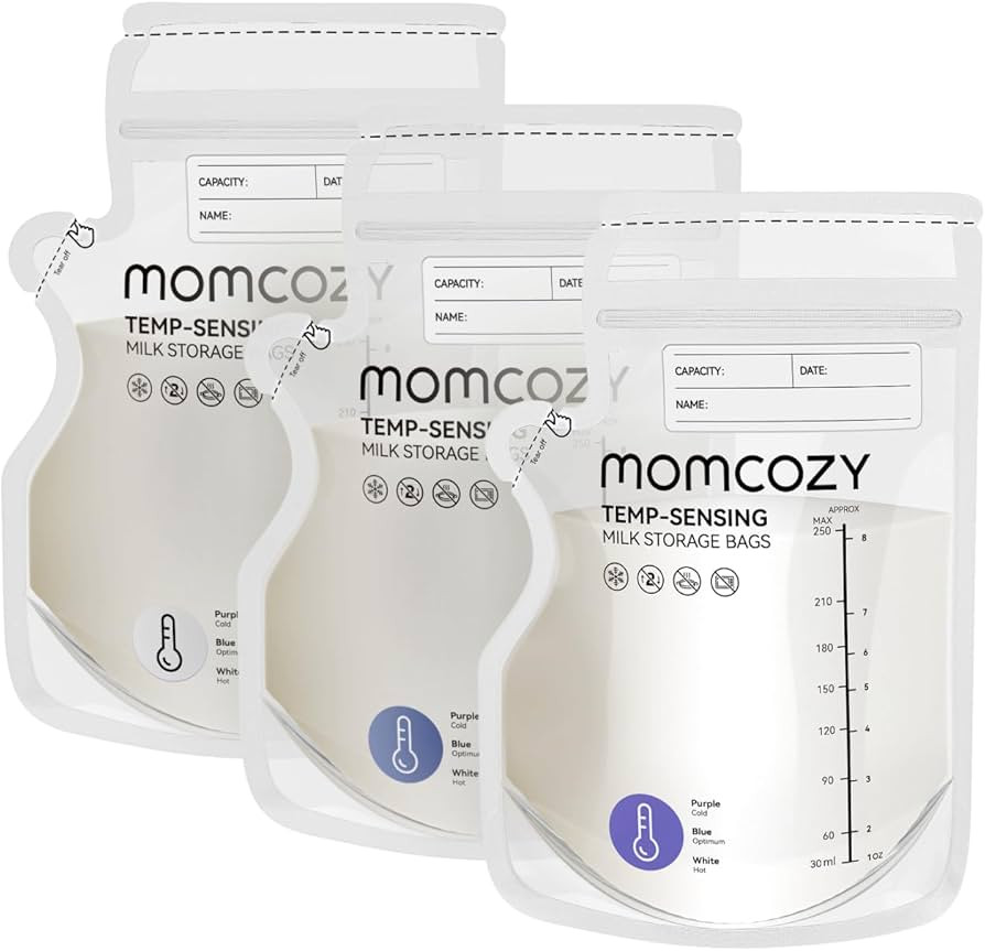 Momcozy Easy Pour Breastmilk Storage Bag, 8Oz, Temp-Sensing Color Change, 120 Count Milk Bag with... | Amazon (US)