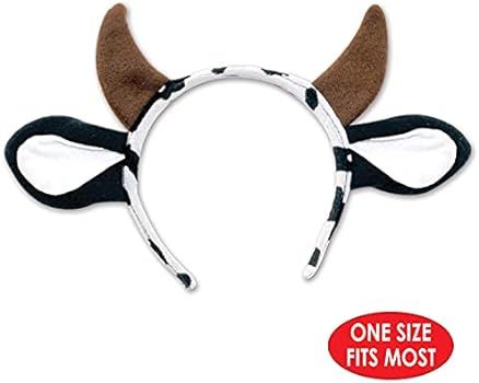 Beistle Cow Ears and Horns Headband-1 Pc, White/Black/Brown | Amazon (US)