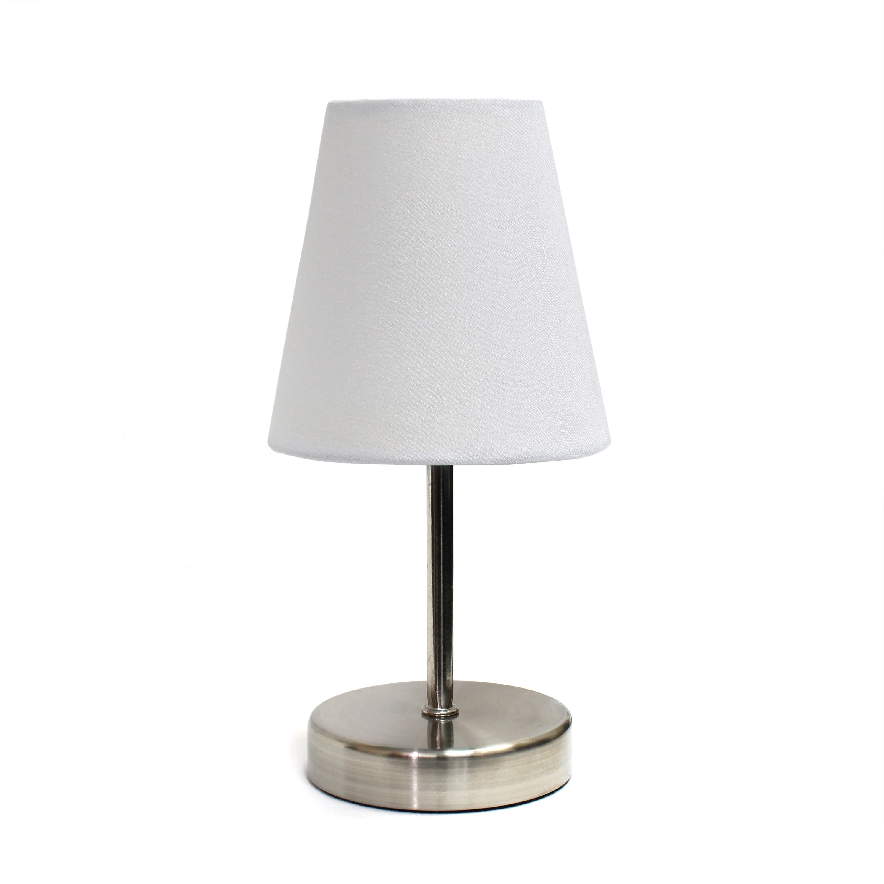 Simple Designs Sand Nickel Mini Basic Table Lamp with Fabric Shade | Walmart (US)