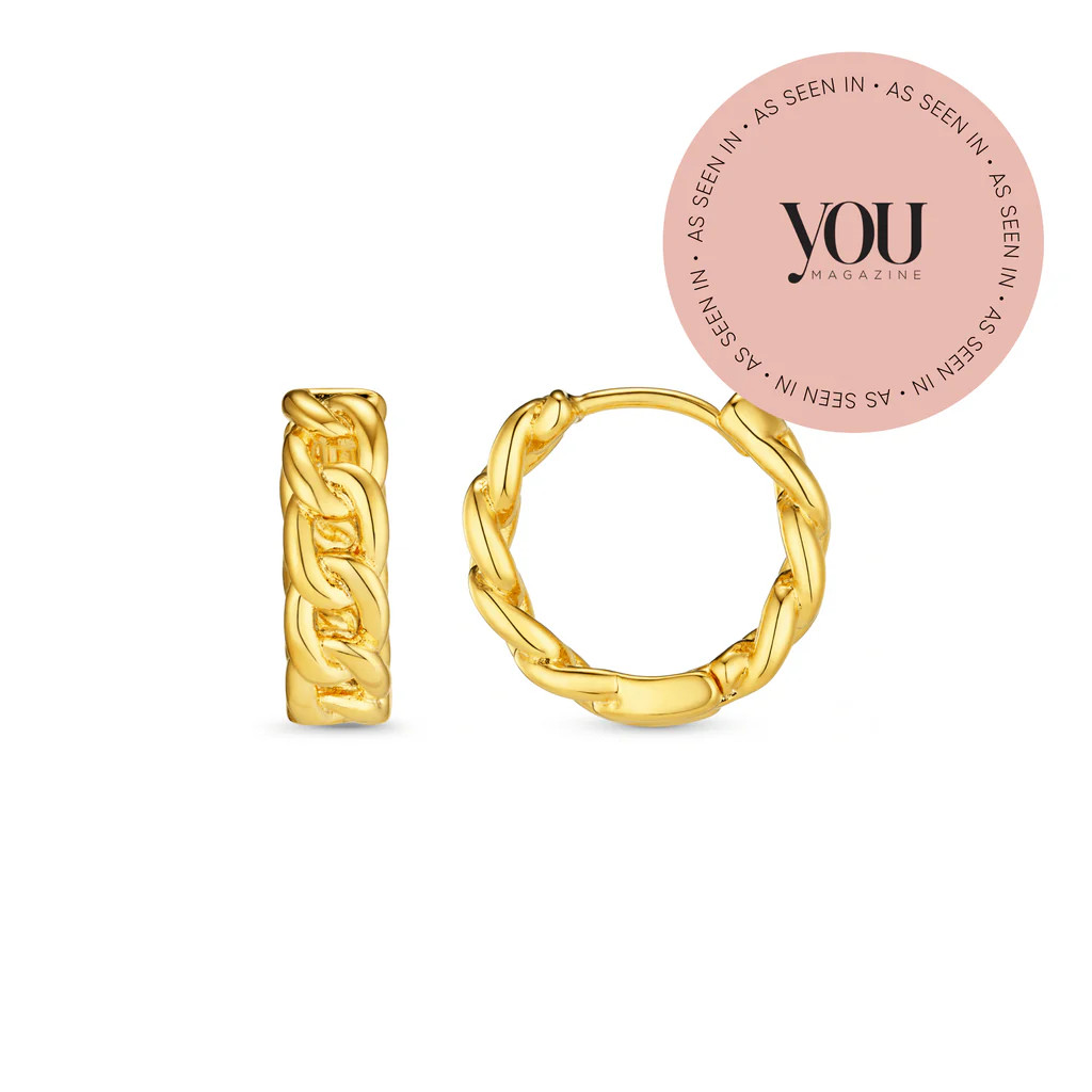 Chain Huggie Hoop Earrings - Gold | Orelia