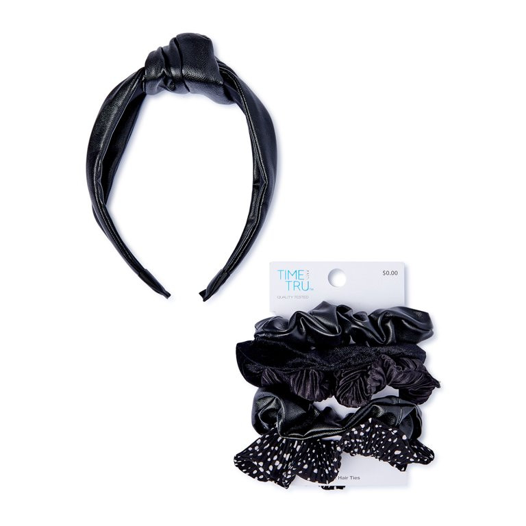 Time & Tru Twisters & Faux Leather Top Knot Headband Set, 6-Piece | Walmart (US)
