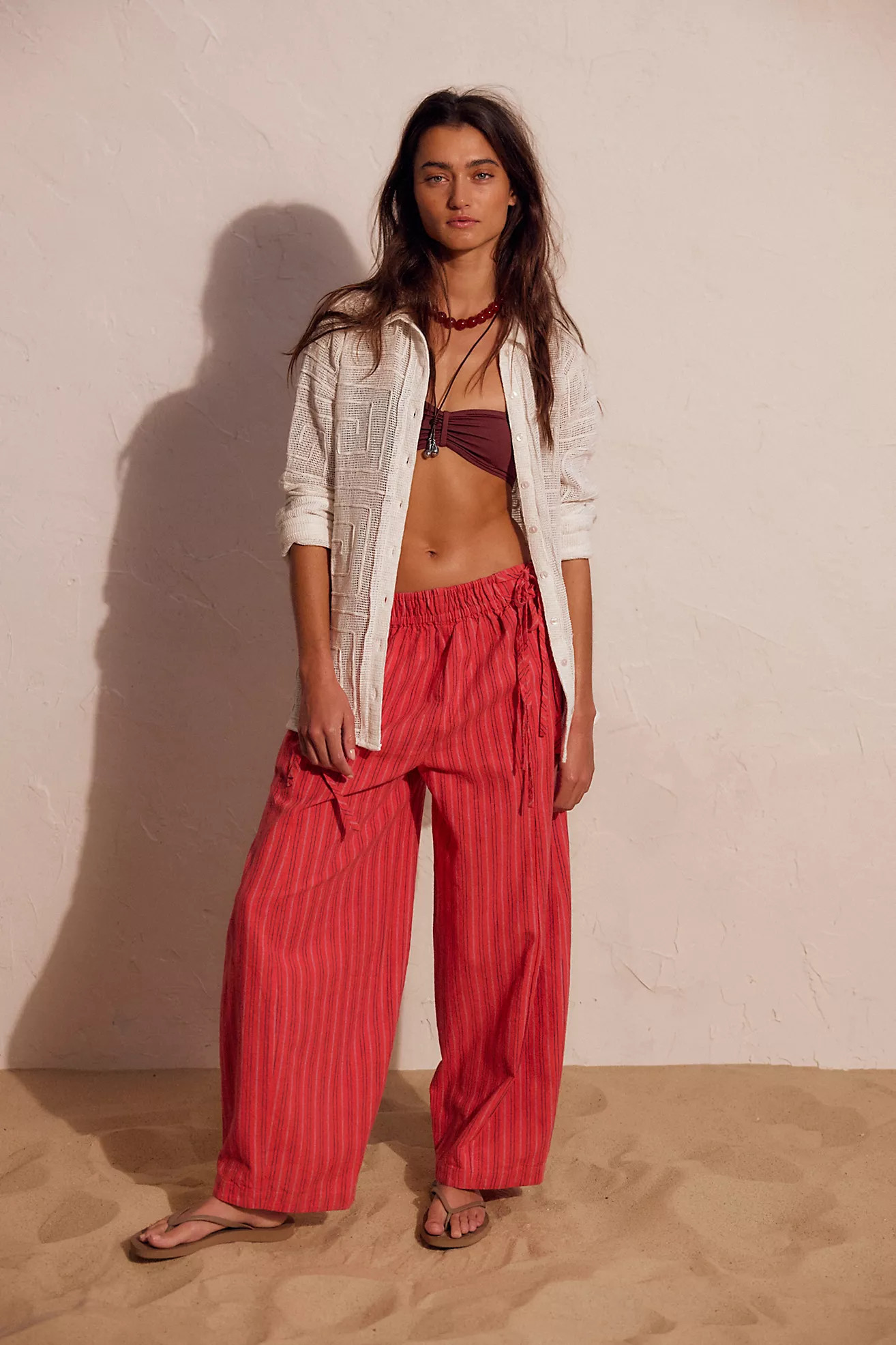 Sun Dazed Cotton-Linen Striped Pants | Free People (Global - UK&FR Excluded)