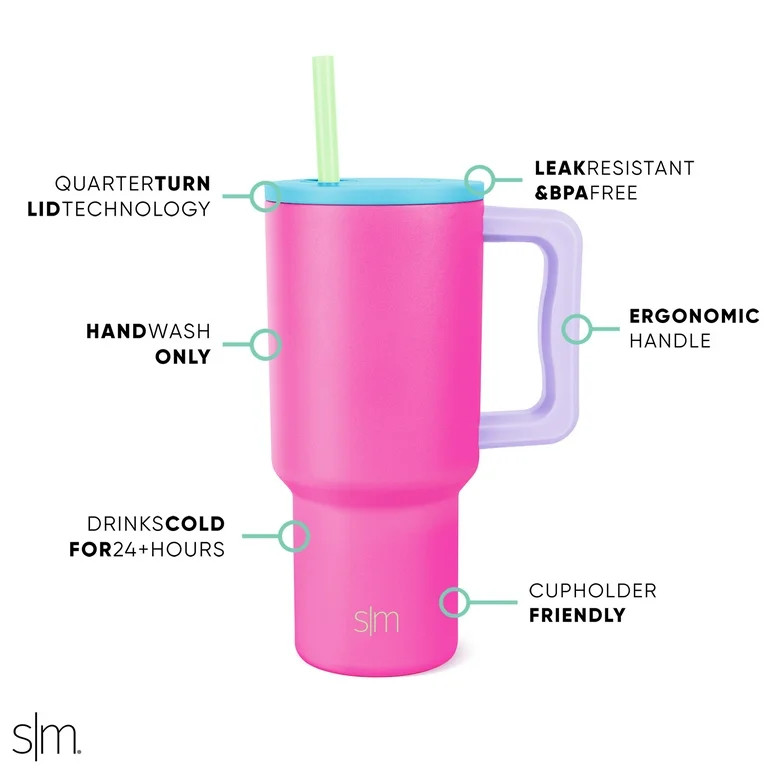 Simple Modern 30 fl oz Insulated Stainless Steel Trek Tumbler with Straw Lid | 80s Mix | Walmart (US)