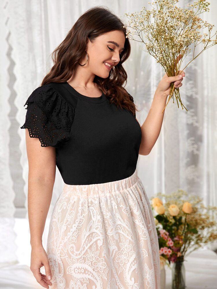 SHEIN Plus Layered Schiffy Sleeve Top | SHEIN