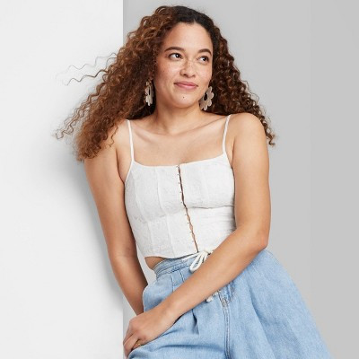 Women's Lace Corset Tank Top - Wild Fable™ White Lace L | Target