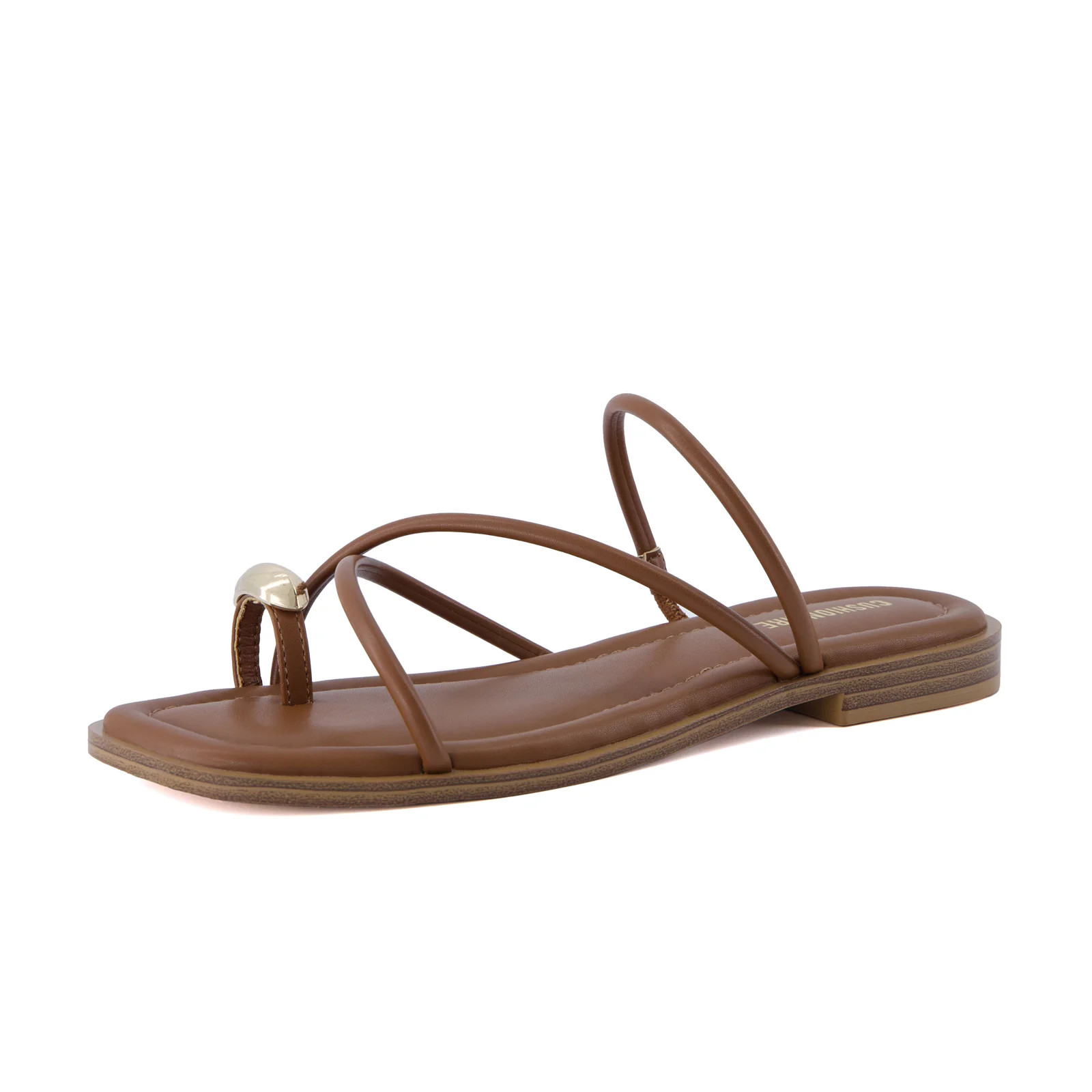 Cushionaire Venue Women’s Strappy Toe-Loop Slide Sandals with Gold-Tone Accent & Memory Foam Co... | Walmart (US)