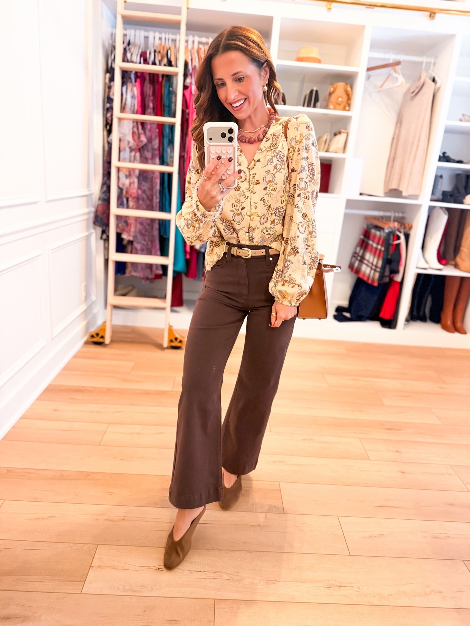 Brown crop jeans in size 24 with 25.5” inseam. Target floral blouse in XS. Mules are TTS. Wearing XS in belt. Fall outfits. Fall style. Elevated casual outfits. Mom outfits.

#LTKootd #LTKSeasonal #LTKPetite