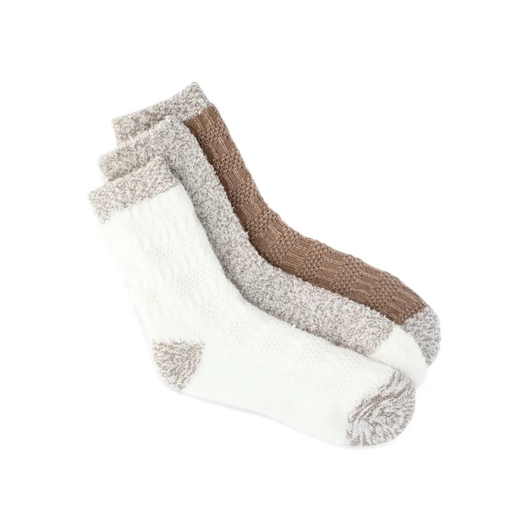 Joyspun Women’s Double Layer Crew Lounge Socks, 3-Pack, Fits Shoe Sizes 4-10 - Walmart.com | Walmart (US)