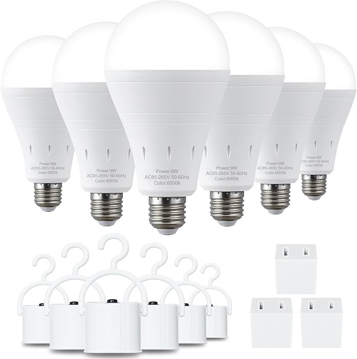 DEBAOBULB 6 Pack Rechargeable Emergency Light Bulbs, Battery Powered LED Light Bulb 6000K Dayligh... | Amazon (US)