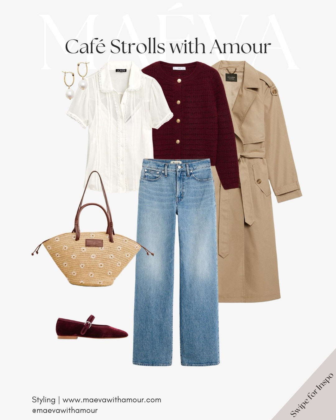 There’s something special about starting your day with timeless staples and a touch of warmth ✨ This chic look, with cozy burgundy accents, is perfect for savoring a quiet coffee moment or taking yourself on a little Parisian-inspired adventure! 

❤️ Adore this look? Comment SHOP to receive a DM with the link or head to the link in bio to shop the looks & more!

👉 Save this look for inspiration and follow for more style ideas! 

✨ Discover French-inspired style and chic wardrobe tips daily, designed to elevate your everyday fashion!

With Amour, M.

#ParisianStyle #ParisFashion #frenchstyle #parisfashion #parisstyle #howtodresslikeafrenchgirl #outfitinspo #ootdinspo #frenchgirl #paris #parisianstyle #parisianaesthetic #frenchaesthetic #parisienne #modefrancaise #ootd #parisoutfit #chicoutfit #oldmoneyaesthetic #sezane #sezanelovers #love #amour #valentinesday

#LTKStyleTip #LTKSeasonal #LTKItBag
