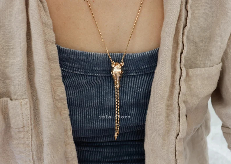 Horse Pendant Adjustable Chain 26" Necklace, Cowboy Cowgirl Bolo Style, Gold Western Glam, Rodeo ... | Etsy (US)