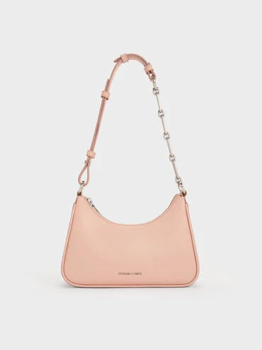Lane Chain-Link Shoulder Bag
    
         - Light Pink | Charles & Keith US