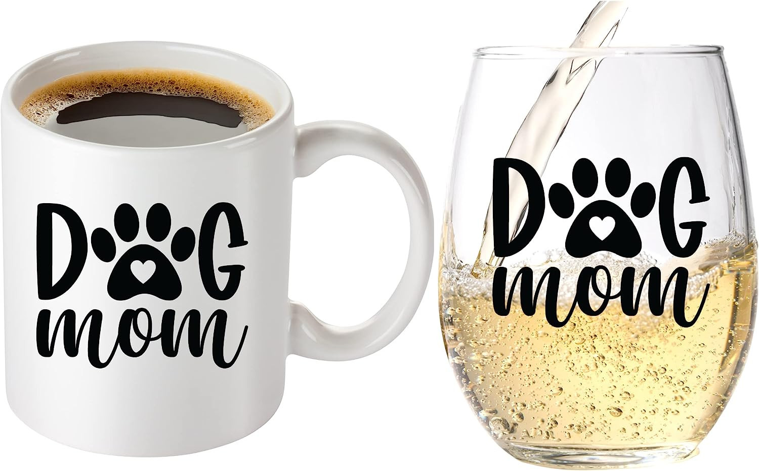 Dog Mom Gifts for Women - Funny Dog Mom Wine Glass & Coffee Mug for Mother’s Day, Christmas Gif... | Amazon (US)