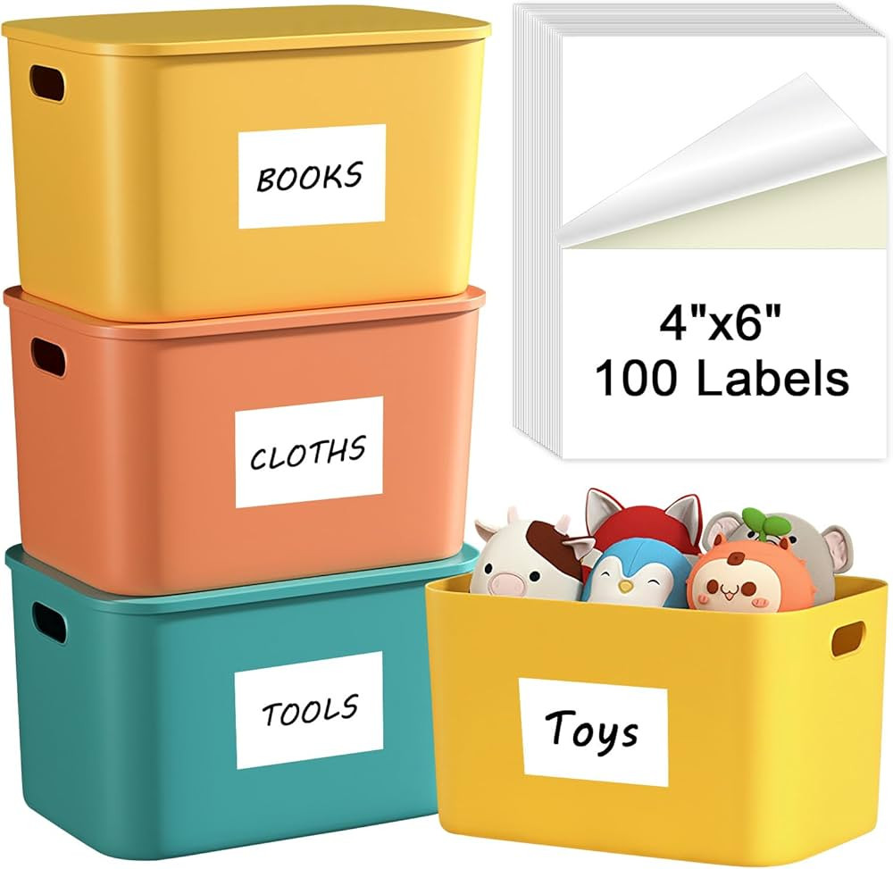 MaxGear 4x6 inch Removable Labels 100 Pcs, Water/Oil/Tear Resistants No Residue for Home Packing ... | Amazon (US)