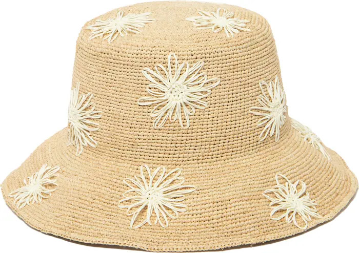 Sol Embroidered Raffia Bucket Hat | Nordstrom