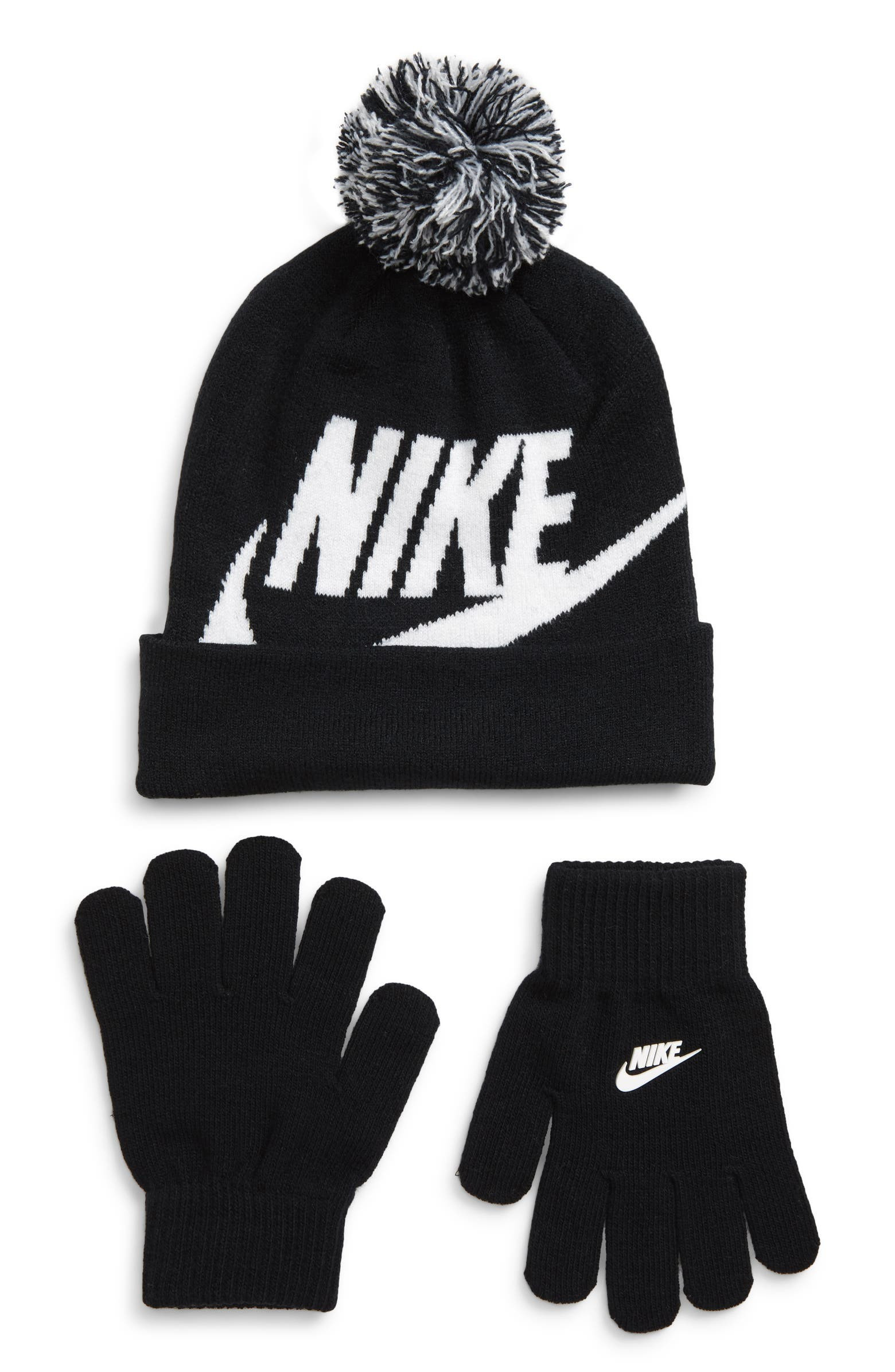 Swoosh Pom Beanie & Gloves Set | Nordstrom