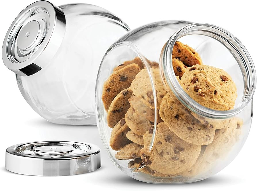 Bormioli Rocco PANDORA Glass Candy Jar 75½-Ounce Cookie Jar (2 Pack) With Plastic Airtight Seal ... | Amazon (US)