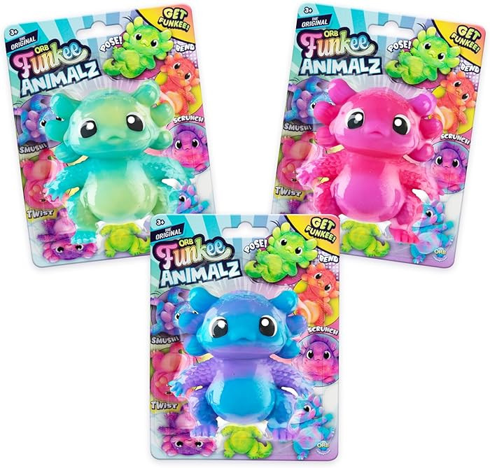 ORB Funkee Animalz Squishy Axolotl Toy Mega 3 Pack - Adorable Stretchy Axolotl Squishy Toys - Fun... | Amazon (US)