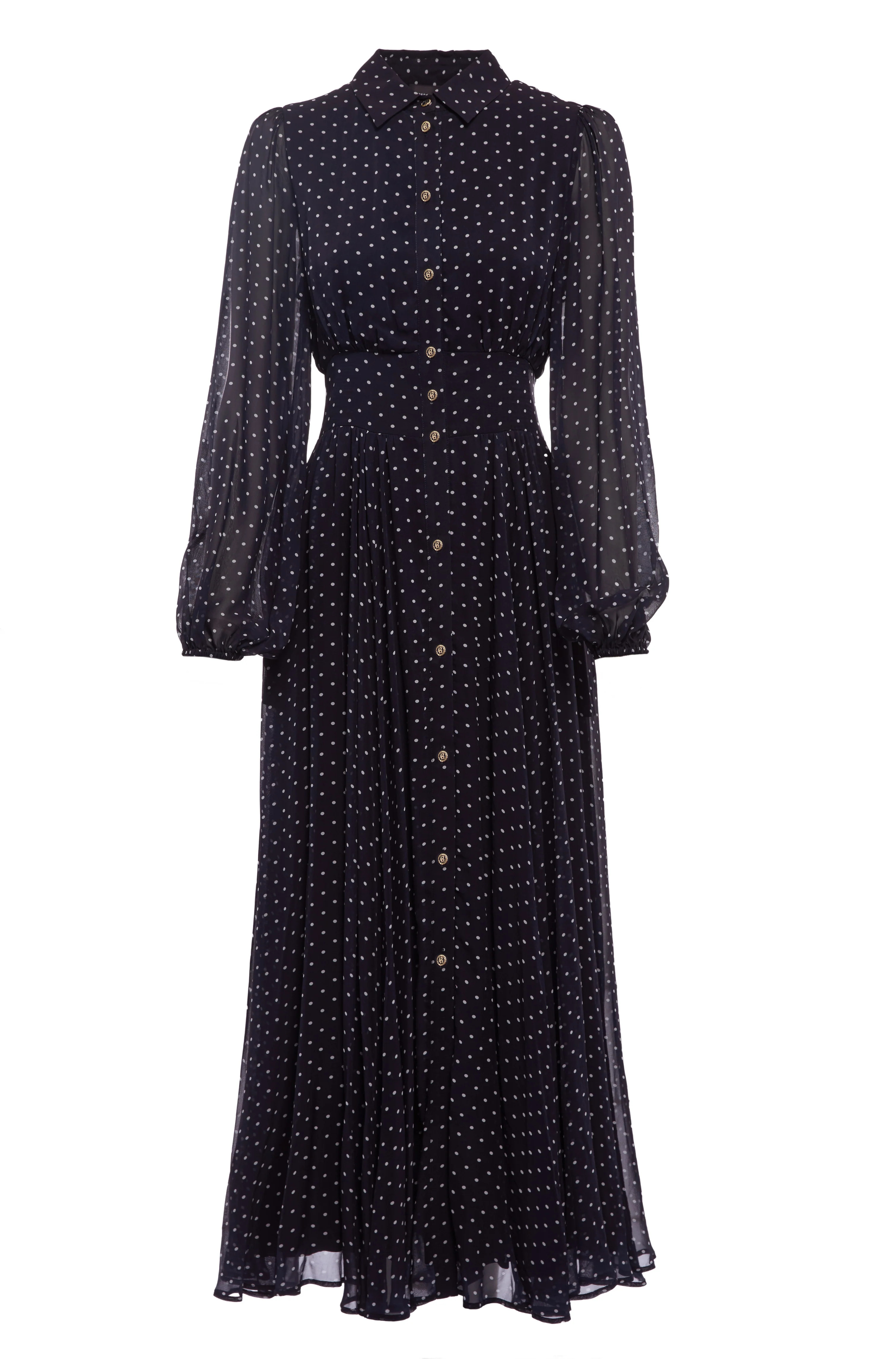 Paros Shirt Dress (Navy Polka Dot) | Holland Cooper
