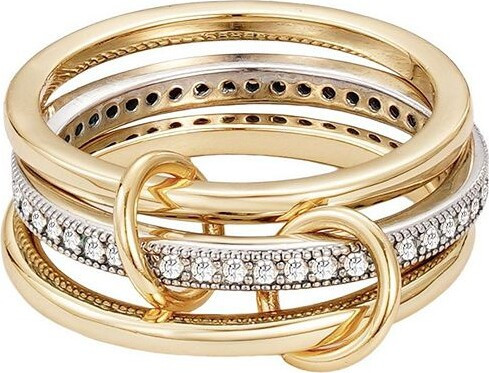 ADORNIA 14k Gold Plated Cubic Zirconia Connected 3-Piece Ring Stack | Kohl's