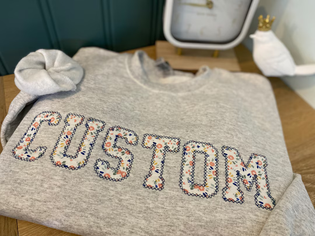 Custom Embroidered Appliqué Sweatshirt, Personalized Christmas Gifts, Trendy Sweatshirts - Etsy | Etsy (US)
