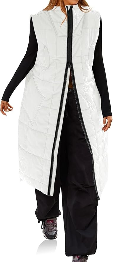 Cicy Bell Womens Long Quilted Puffer Vest Lightweight Sleeveless Winter Jackets Side Slit Packabl... | Amazon (US)