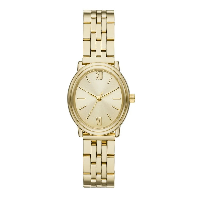 Time & Tru Women's Wristwatch: Gold Tone Oval Case and Dial, 5 Link Bracelet (FMDOTT097) | Walmart (US)