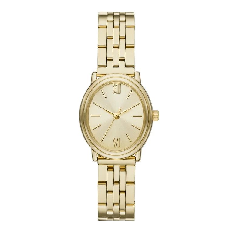 Time & Tru Women's Wristwatch: Gold Tone Oval Case and Dial, 5 Link Bracelet (FMDOTT097) | Walmart (US)