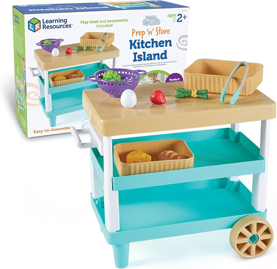 Learning Resources New Sprouts Prep 'n' Store Kitchen Island - Ages 2+, Play Food for Kids, Groce... | Amazon (US)