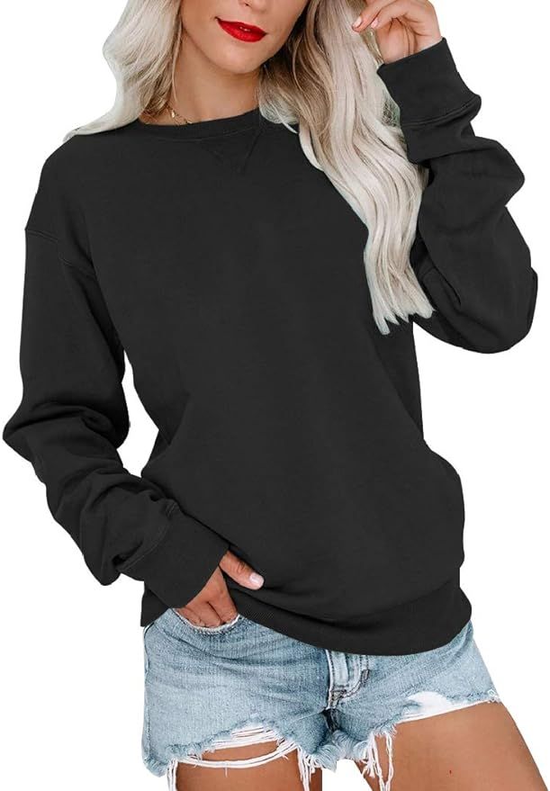 Bingerlily Womens Casual Long Sleeve Sweatshirt Crew Neck Cute Pullover Relaxed Fit Tops | Amazon (US)