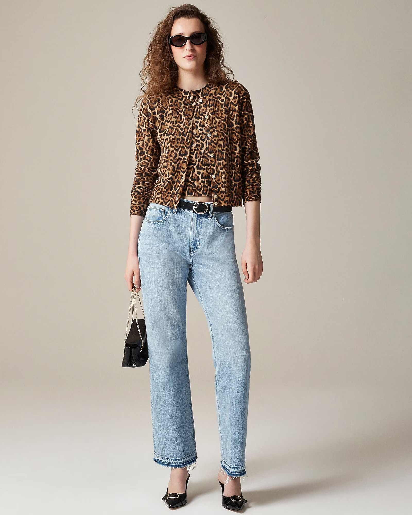 Featherweight cashmere cardigan in leopard print | J. Crew US