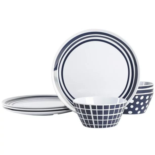 Gap Home Playful Patterns 8-Piece Blue Melamine Dinnerware Set | Walmart (US)