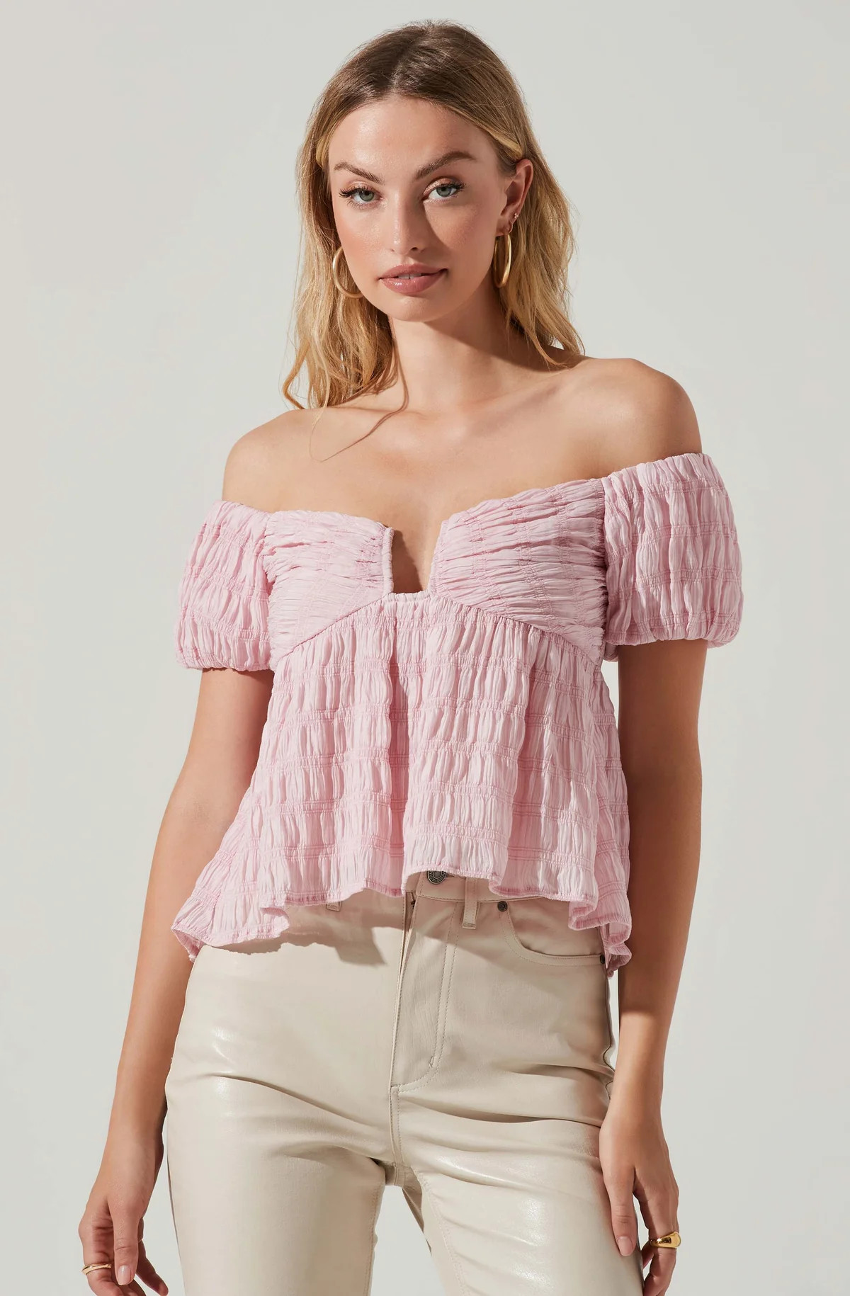 Nalda Crinkle Puff Sleeve Top | ASTR The Label (US)