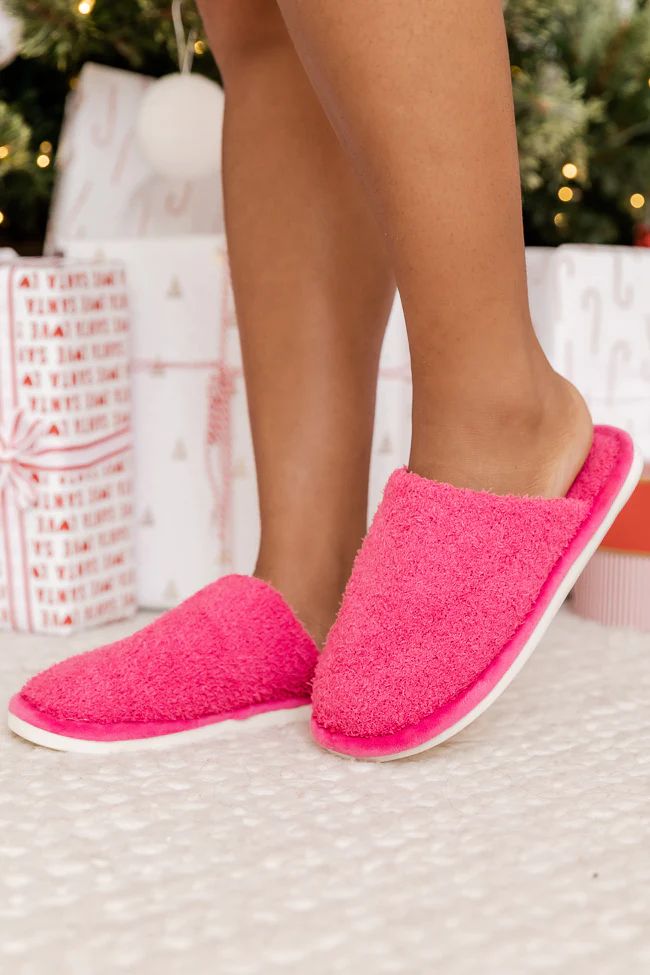 Sliding On Ice Hot Pink Slippers DOORBUSTER | Pink Lily