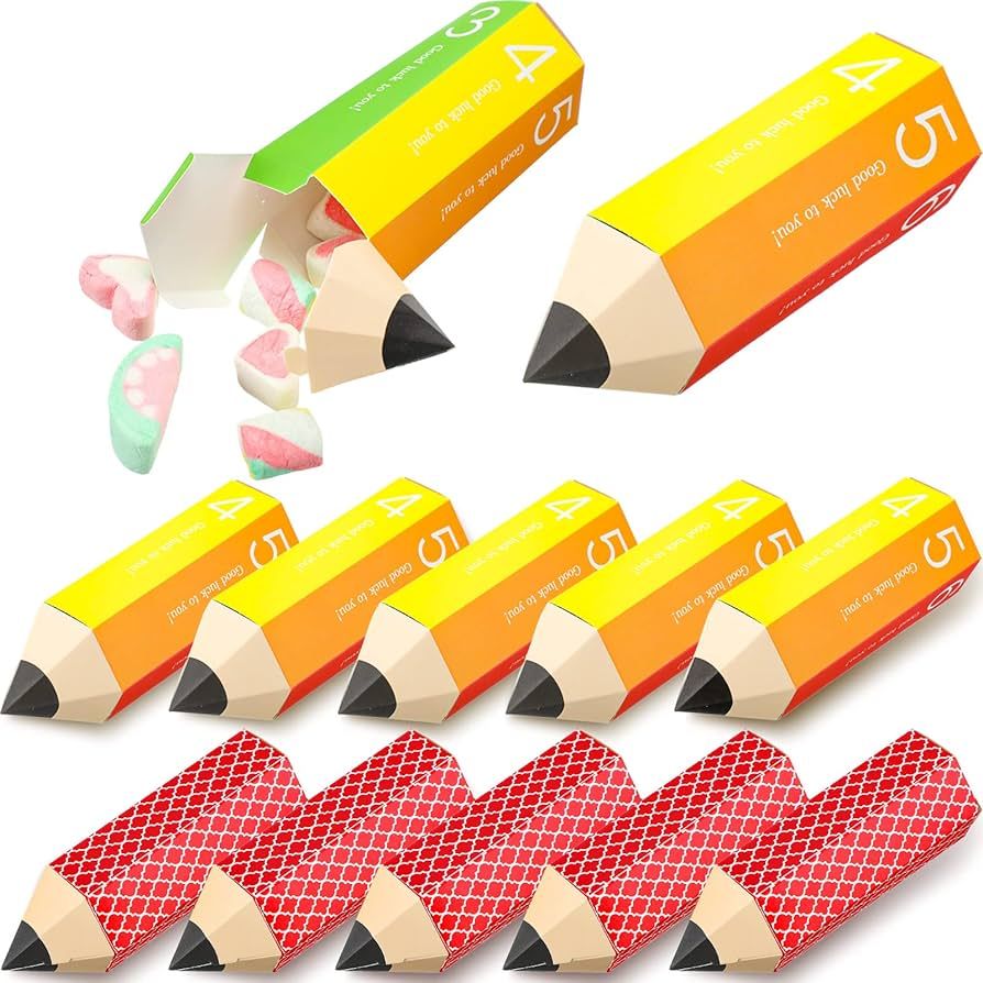 24 Pcs Back to School Gift Box Party Favor Box Pencil Shaped Candy Box for Birthday Party Graduat... | Amazon (US)