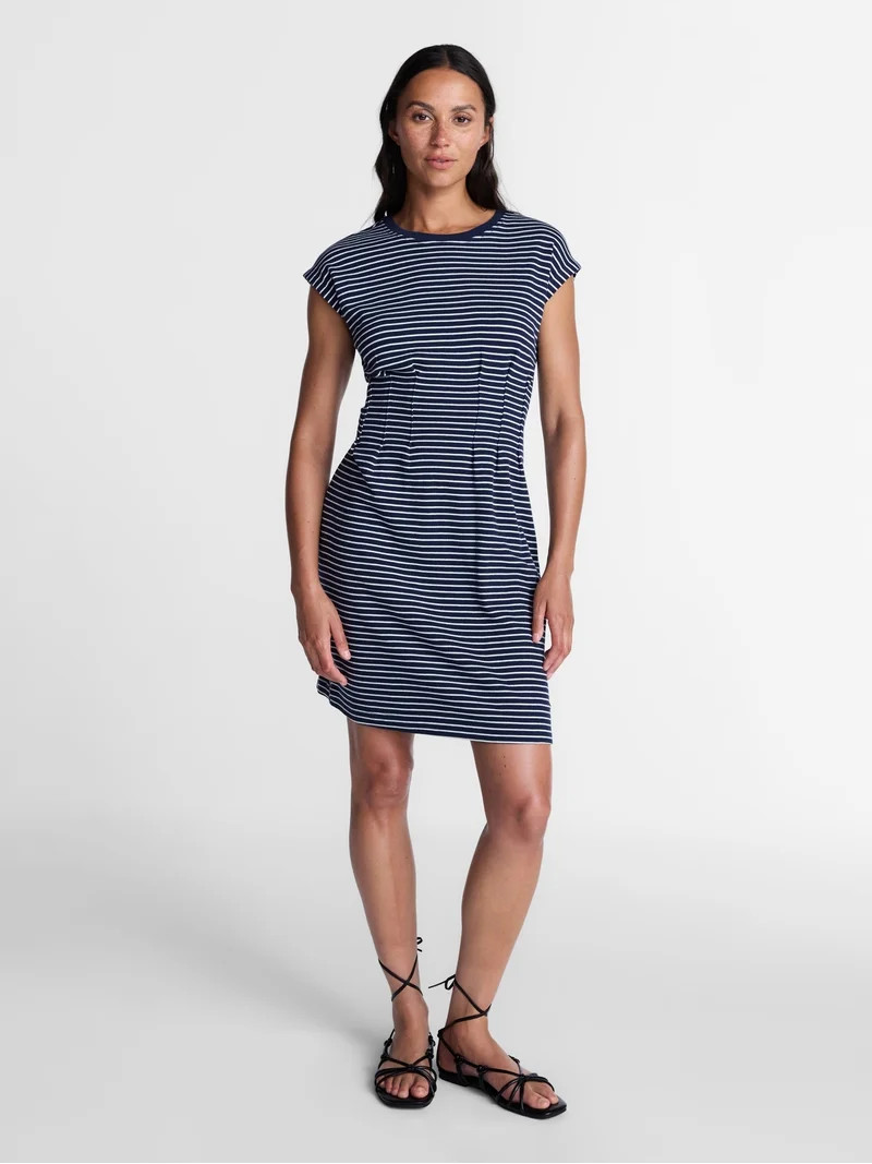 Time and Tru Women's Pleated Waist Cotton Mini Dress, Sizes XS-XXXL | Walmart (US)