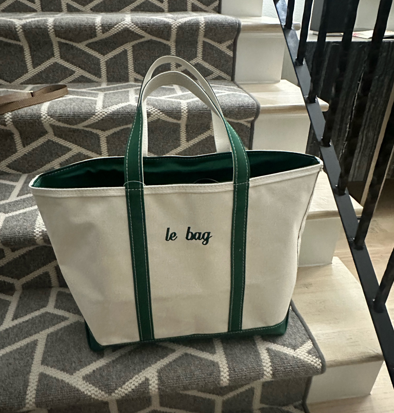 Zipper, Large size, short straps, green, monogram add 