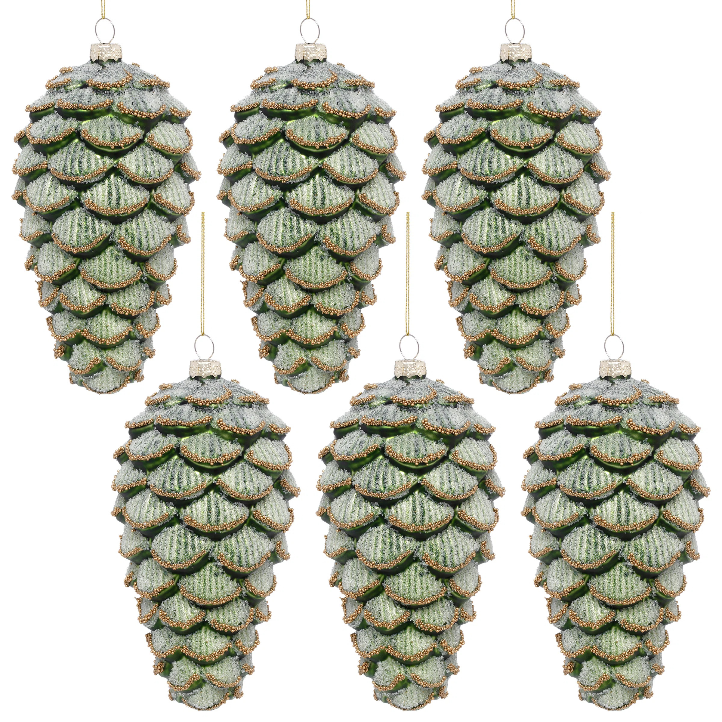 Pinecone Ornament, Set Of 6  - 7 Inches | Wayfair North America