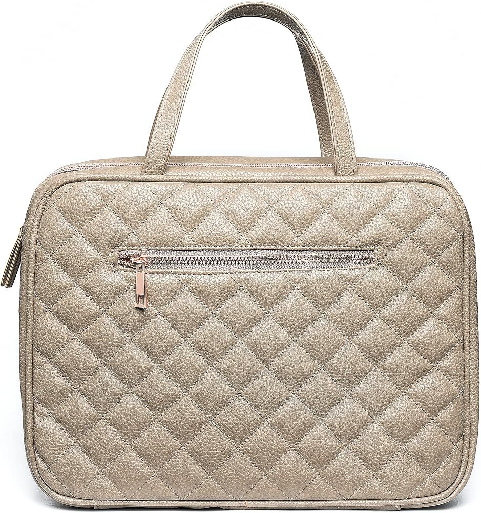 Women's Quilted Leather Weekender Travel Duffel Bag With Rose Gold Har -  MsLovely
