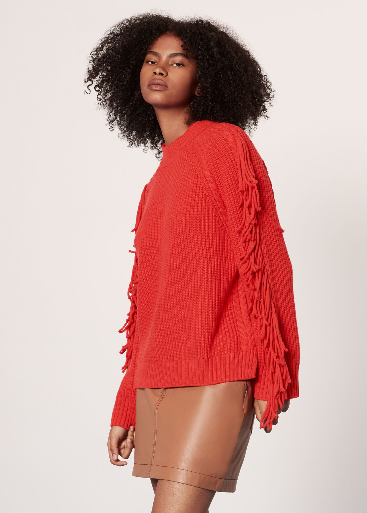 Fringe Sleeve Cable Sweater | Whistles