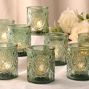 MATAHUM 36pcs Green Votive Candle Holders, Glass Tealight Candle Holders for Wedding Table Center... | Amazon (US)