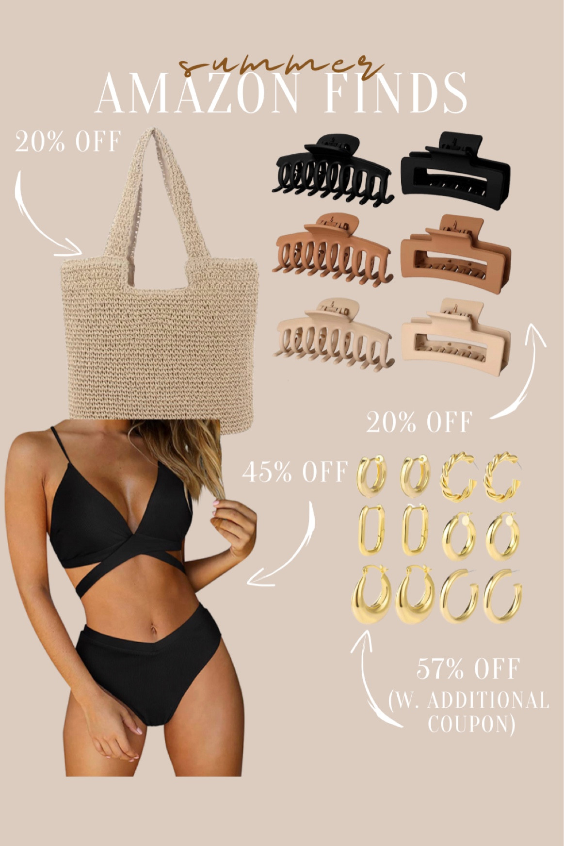 Amazon summer finds!

I have been loving the chunkier style hoops lately & the nostalgia of the claw clips. Definitely grab now on sale if you’ve been hesitant.

Also, these bags? Everyone is going to be using these bags. Different varieties but these will be big this spring and summer!

Beach
Vacation
Pool day
Outfit
Holiday

#LTKunder50 #LTKstyletip #LTKcurves