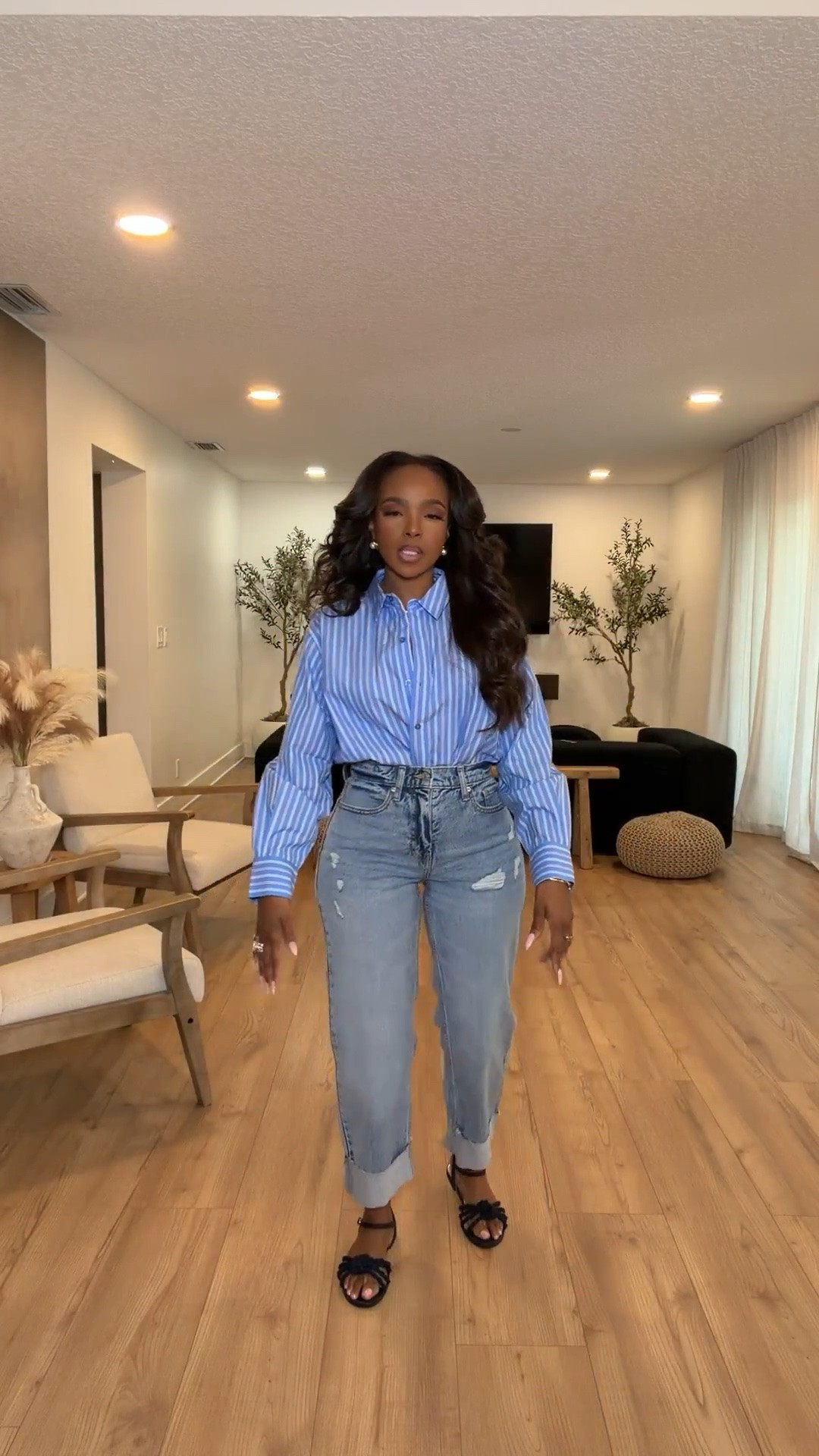 Scroll to shop this elevated casual denim look 💙✨

A striped button-down and distressed denim will forever be that effortless combo. Styled this one with relaxed straight-leg jeans and statement jewelry for an everyday outfit that feels polished but still easy. The kind of look you can throw on and instantly feel put together in.

Perfect for casual Fridays, lunch dates, coffee runs, shopping days, travel outfits, everyday errands, and laid-back weekend plans.

5’4 | 140LBS | 34D-27-40 | size small or 4

Striped button down outfit, casual chic fashion, denim everyday outfit, effortless street style, elevated basics outfit, relaxed denim look, classy casual style, blue striped shirt outfit, everyday capsule wardrobe, timeless denim fashion, chic mom style, casual summer outfit ideas

Follow me on Instagram and YouTube @kirasfashionfinds.

#LTKgrwm #LTKootd #LTKdayinmylife