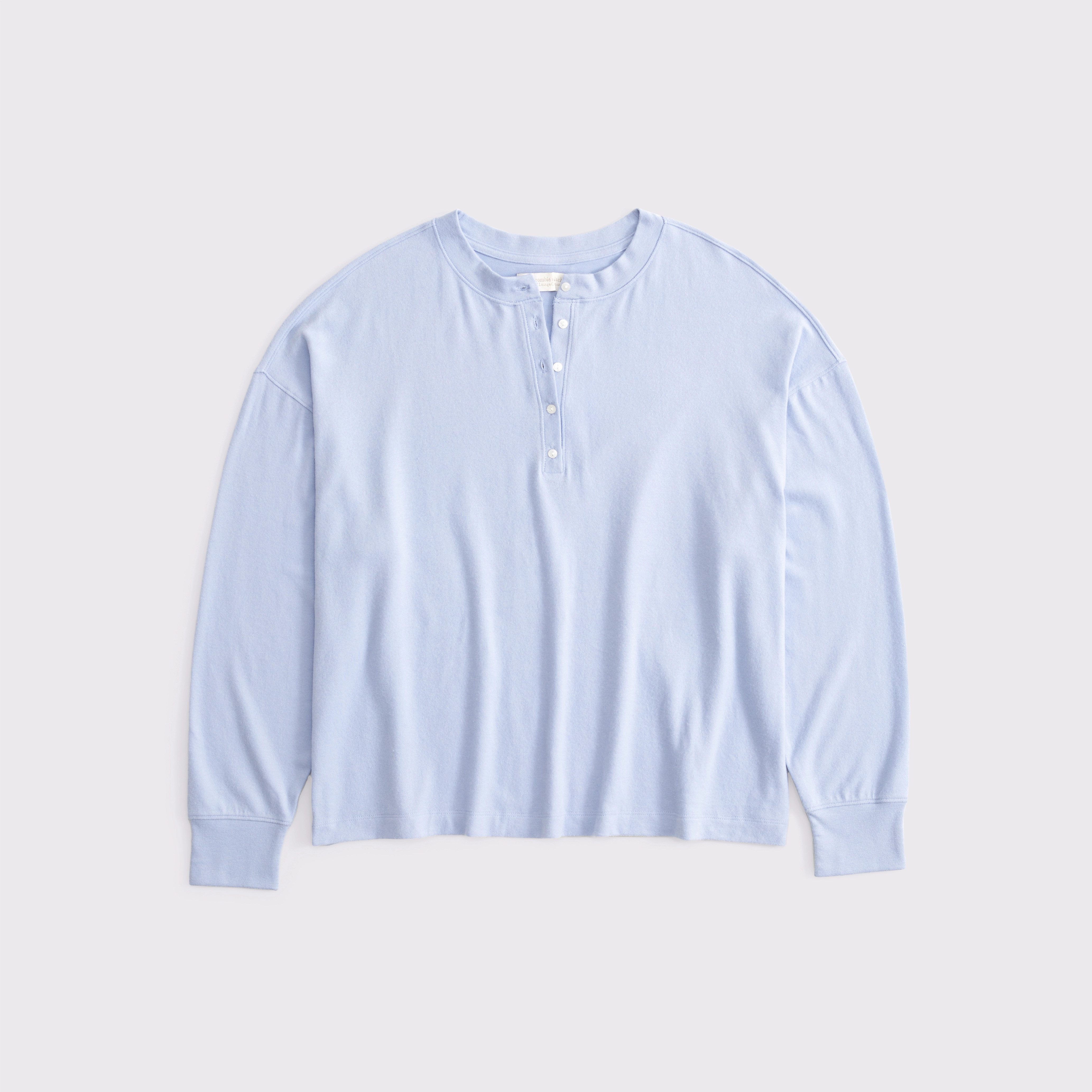 Long-Sleeve Cozy Lounge Knit Oversized Henley Top | Abercrombie & Fitch (US)