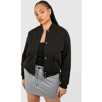 Womens Plus Pocket Detail Bomber Jacket - Black - 20 | boohoo (US & Canada)