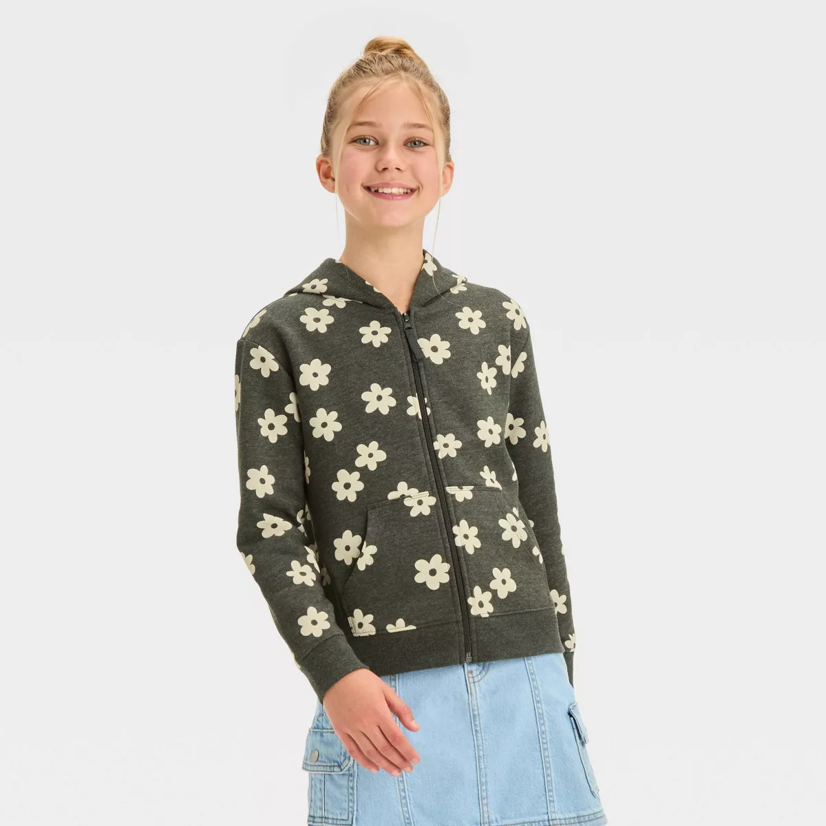Girls' Zip-Up Fleece Hoodie Sweatshirt - Cat & Jack™ | Target