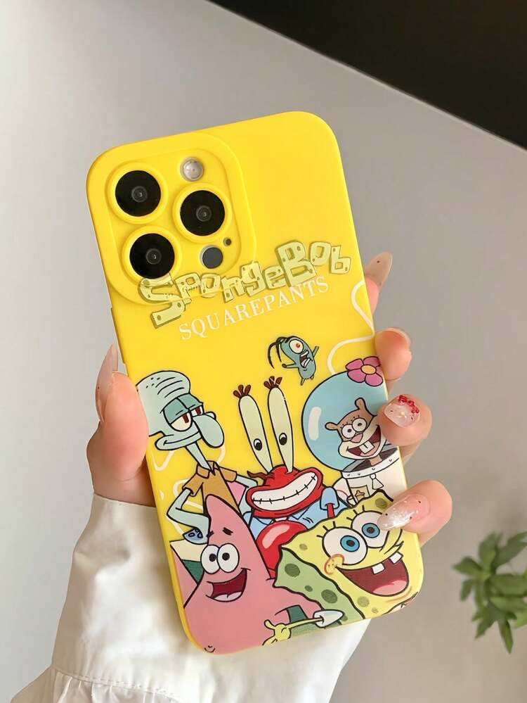 1pc SpongeBob Cartoon Eye Design Soft Phone Case, Original Handpainted Shockproof Protective Cover, Ideal Gift For Girlfriend Waterproof Anti-Fall Scratch Resistant | SHEIN