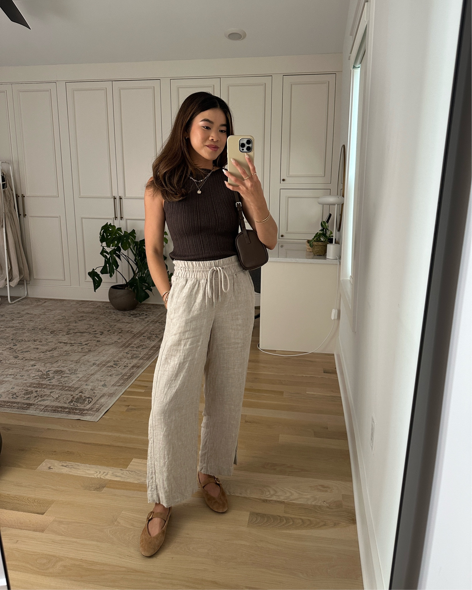 The comfiest summer pants from @Quince . These linen pants have an elastic waist and pockets, making it so easy to slip on!

Sizing info: 
Quince 100% European Linen Wide Leg Pants - XS in 26in inseam in Flax 
Quince Cotton Cashmere Ribbed Tank - XS in Mocha Heather

 petite fashion, get dressed with me, outfit inspiration, ootd, nashville outfit, Nashville influencer, petite style, vacation style, casual outfits, mom style, petite pants, spring outfits, spring outfit info, spring pants, spring outfit idea, spring top, summer pants, quince pants, linen pants, spring tee, summer tee, summer linen pants, quince linen pants, spring shoes,  

 

#LTKSeasonal #LTKootd #LTKPetite