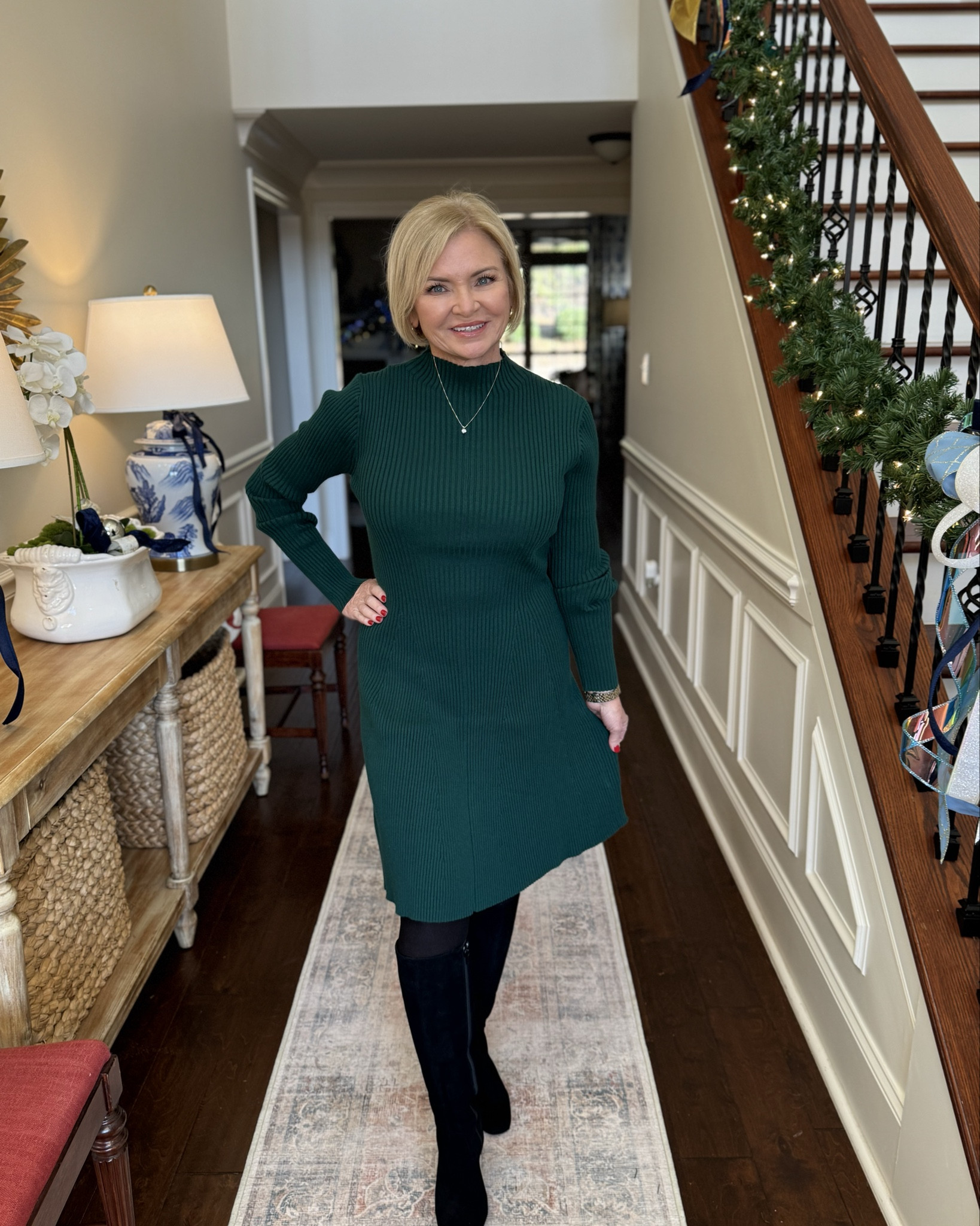 Green is such an underrated holiday color, IMO.  It's much easier for most people to wear than red, too!  Sweater dresses are usually too hot for me, but this one from J. Crew factory is just right. It's thick enough to not show every lump & bump, but not super thick & hot. Plus the fabric feels so good! I'm wearing in in a size Small (regular, it wasn't available in petite)

Christmas dress
Holiday outfit
Christmas photos
Christmas outfit
Sweater dress
Suede boots 

#stylewithserena
#christmasdress
#christmasoutfit
#fashionover50
#alabamainfluencer
#midlifeinfluencer

#LTKHoliday #LTKFindsUnder100 #LTKSeasonal